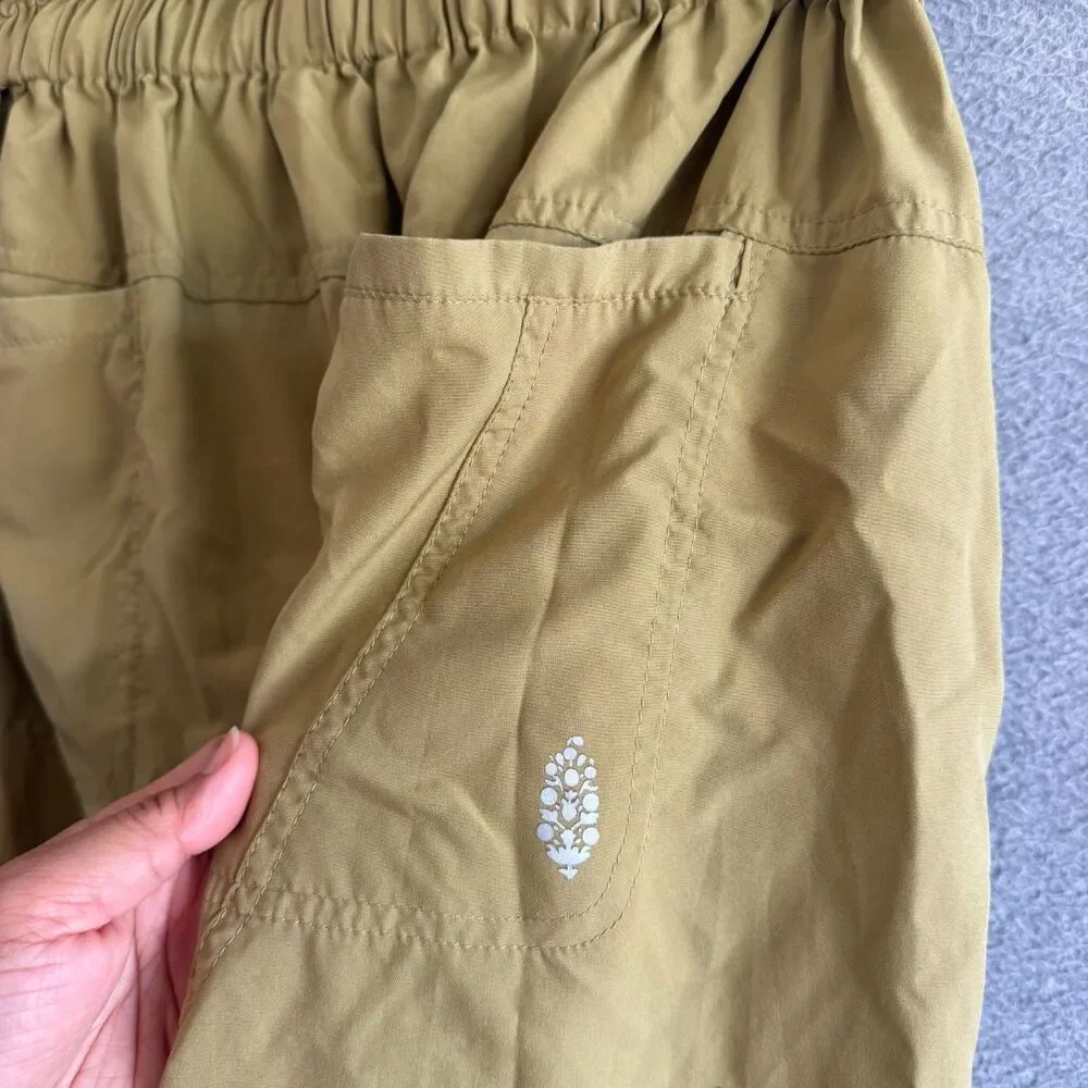Free People FP Movement Spring Trekker Pants M Harem Khaki Oversized Drop Crotch